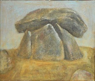 Chun Quoit in Cornwall, 2004 _____ 60x70 Acryl, Sand, Gräser auf Baumwolle