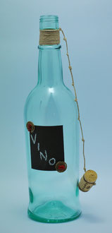 BT33 - bottiglia da tavola decorativa in vetro trasparente con parete a lavagna riscrivibile e magnetica - dim. 1 lt