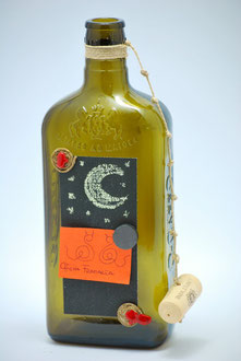BT27 - bottiglia da tavola decorativa in vetro ambrato con parete a lavagna riscrivibile e magnetica - dim. 0.75 lt