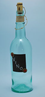 BT33 - bottiglia da tavola decorativa in vetro trasparente con parete a lavagna riscrivibile e magnetica - dim. 1 lt