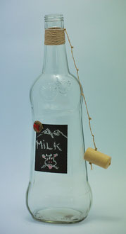 BTM - bottiglia da tavola decorativa in vetro trasparente con parete a lavagna riscrivibile e magnetica - dim. 1 lt