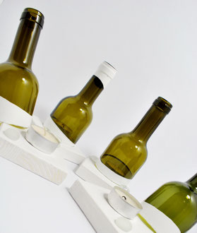 CBB - porta candela con base in legno bianco e decoro inferiore a gemma - dim. 75 cl.