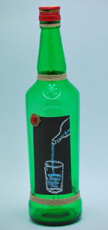 BT 54 - bottiglia da tavola decorativa in vetro verde con tappo in metallo magnetico e parete a lavagna riscrivibile e magnetica - dim. 0.75 lt
