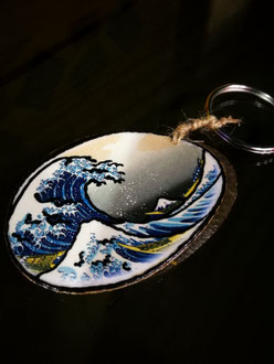 PLGOD - portachiavi in legno di mimosa - rif grafica la grande onda