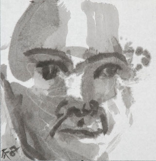Kasvot - Gesicht, 2007, Tusche auf Papier, 35 x 34,5 cm, (in Privatbesitz) Foto Umberto Romito, Dübendorf