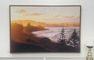 'Hazy Amber' 135 x 90cm Canvas with spotted gum frame $1100