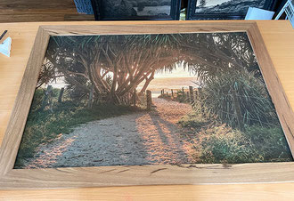 'Enter' 90 x 60cm timber print with spotted gum frame SOLD