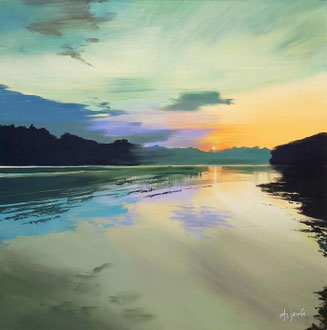 GREEN RIVER, 90x90 cm, Acryl/Leinen