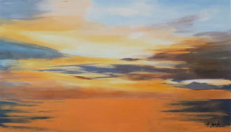 IN THE MIDDLE OF THE SKY, 70x120 cm, Acryl/Leinen