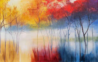MYSTICAL AUTUMN FOREST, 50x80 cm, Acryl/Leinen
