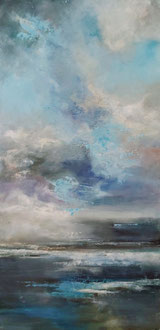 CLOUDS OVER THE SEA, 30x60 cm, Acryl/Leinen
