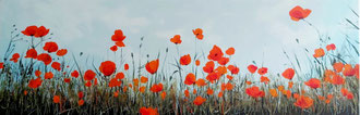 DREAMING OF POPPIES, 40x120 cm, Acryl/Leinen