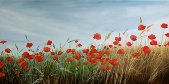 POPPIES IN THE SUNSHINE 2, 60x120 cm, Acryl/Leinen