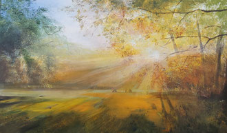 GOLDEN LATE SUMMER LIGHT, 40x70 cm, Acryl/Leinen