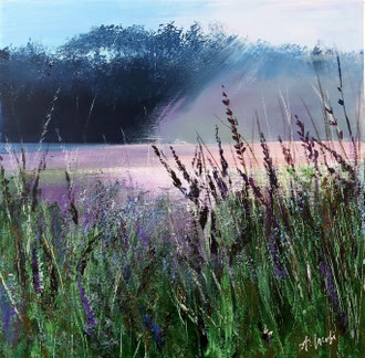 LAVENDER FIELD, 50x50 cm, Acryl/Leinen