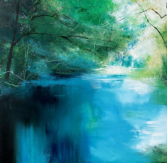 EMERALD WATER 1, 40x40 cm, Acryl/Platte