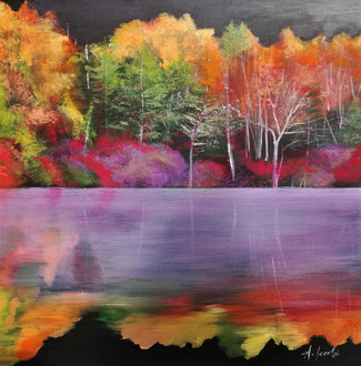 AUTUMN MIRROR, 80x80 cm, Acryl/Leinen