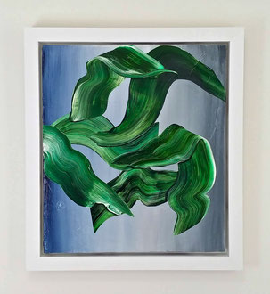 'Leaf Study 1', acrylic on canvas over panel. 28" x 25" (framed)