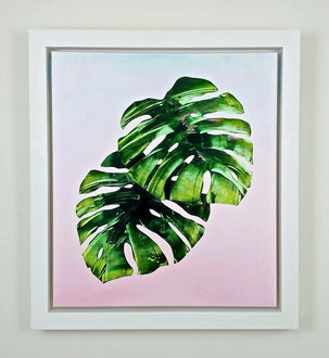 'Leaf Study 6 (Monstera series)', acrylic on canvas. 28" x 25" (framed)