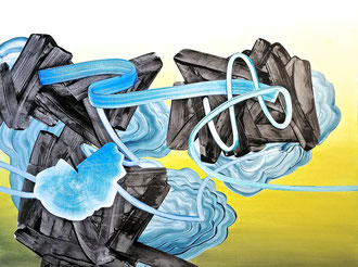 🔴  'Go Chango', acrylic on panel. 36" x 48"