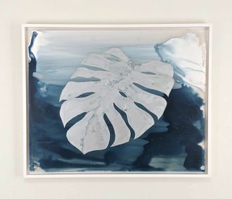 🔴 'Leaf Study 9 (Monstera series)', acrylic on plexiglass. 22" x 27" (framed)