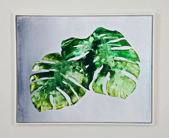 🔴 'Leaf Study 7 (Monstera series)', acrylic on canvas. 23" x 29" (framed)