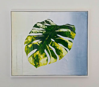 🔴 'Leaf Study 4 (Monstera series)', acrylic on aluminium. 21" x 25" (framed)
