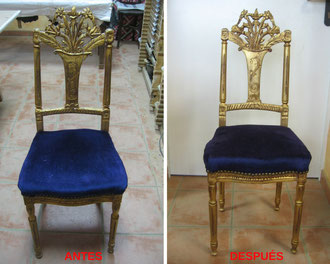 Restauración de sillas de baile. Siglo XIX.