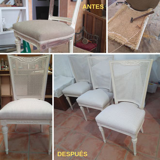 Restauración de sillas estilo Luis XVI.