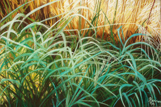 Wheat, blue grass, pastel 25x19 Sylvie Berman artiste peintre