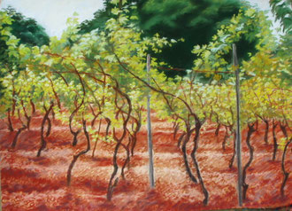 Vigne de Cassagnac, pastel 65x50cm  Sylvie Berman artiste peintre (vendu)