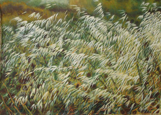 Wild oats, Oil on canvas 110x70  Sylvie Berman artiste peintre