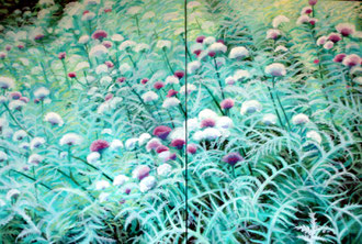 Thistle forest, Oil on canvas 110x73  Sylvie Berman artiste peintre