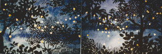    Remembrance of the fireflies, pastel 50x130 Sylvie Berman artiste peintre