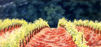 Primavera en Corbières, pastel 40x65 Sylvie Berman artista pintora