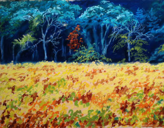 Automne, sortilège, pastel 22x16 cm Sylvie Berman artiste peintre