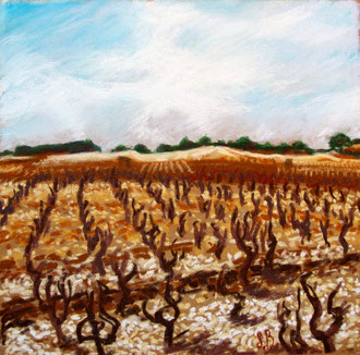 Saint Jean de Minervois, pastel 25x26 cm  Sylvie Berman artiste peintre