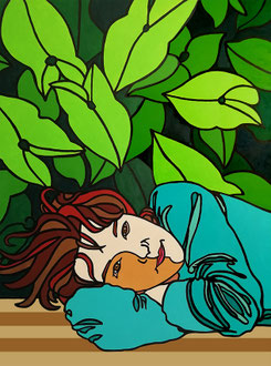 LA SIESTE - Acrylique sur toile 90 x 105 cm