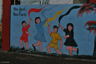 Ile Maurice, Central Flacq, mur d'une école mauricienne