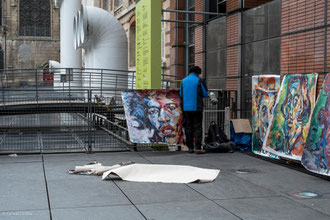 Paris, Beaubourg, place des fontaines, Peintre ambulant