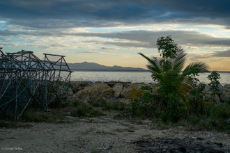 Guadeloupe, Port-Louis, Casier de pêche au soir