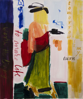 Dienerin Tee servierend 2, 2022, 154 x 106 cm, acryl on paper