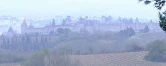 Claude : Carcassonne sous la pluie