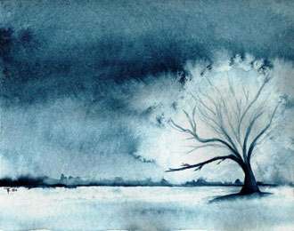 Baum - monochrom - Aquarell - 24 x 32 cm - 2011