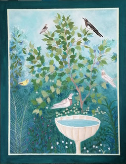 Pompejanische Gartenmalerei 105 x 135 cm Acryl on Canvas