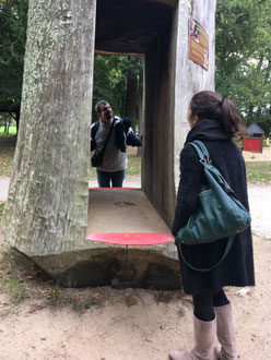 Photo représentant le service civique d'OREA et le responsable du groupe Capgemini lors de la promenade dans le parc du grand blottereau