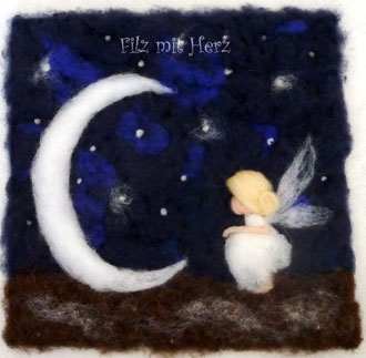 WOLLBILD MONDELFE - FILZ MIT HERZ  FILZBILDER WOLLBILDER