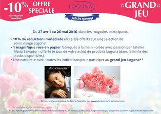 Création de fleurs en papier pour  LOGONA-Bleu Vert Marque de cosmétiques bio