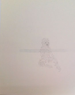 nu-re no.16  2009  48.5  66.5 cm  pencil, pen, paper, Watercolors