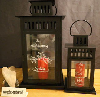 Laterne graviert / Geschenkidee / Glasgravur